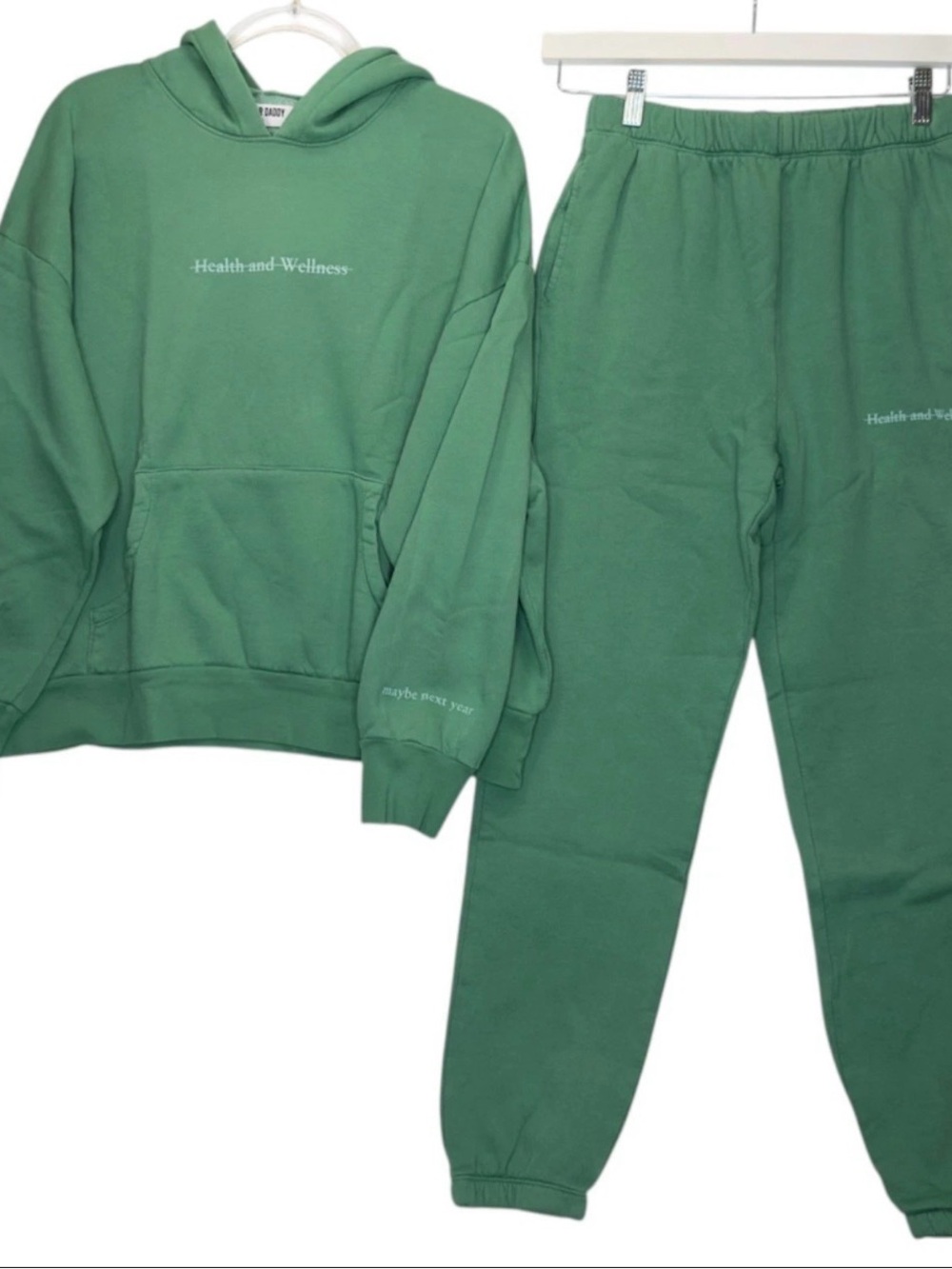 Call Her Daddy Health and Wellness Hoodie and Jogger Set L/XL Green Loungwear